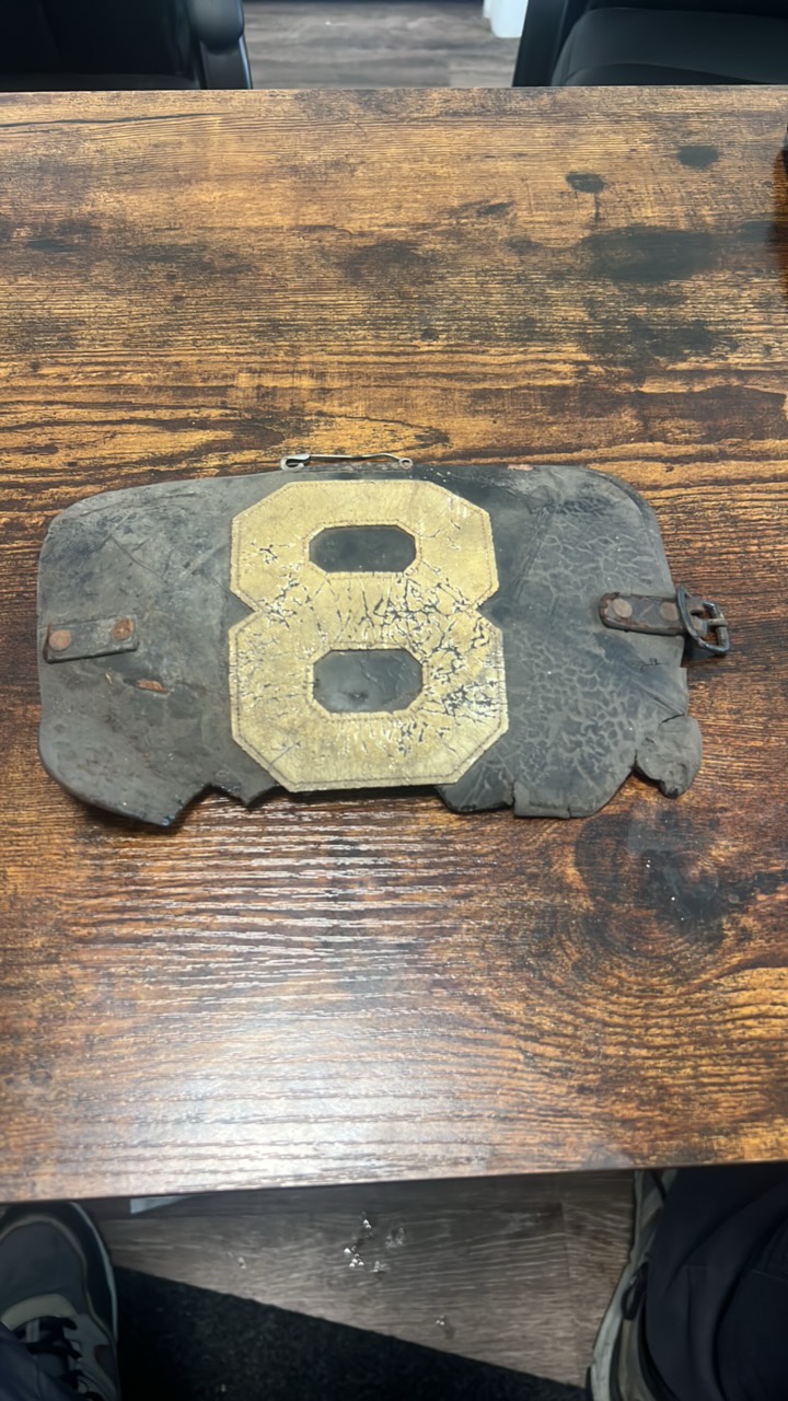 lot 126 image: late 1800s early 1900s leather jockey identification arm band