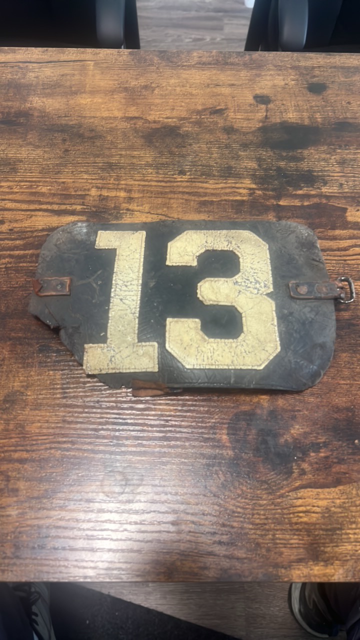 lot 128 image: late 1800s early 1900s leather jockey identification arm band