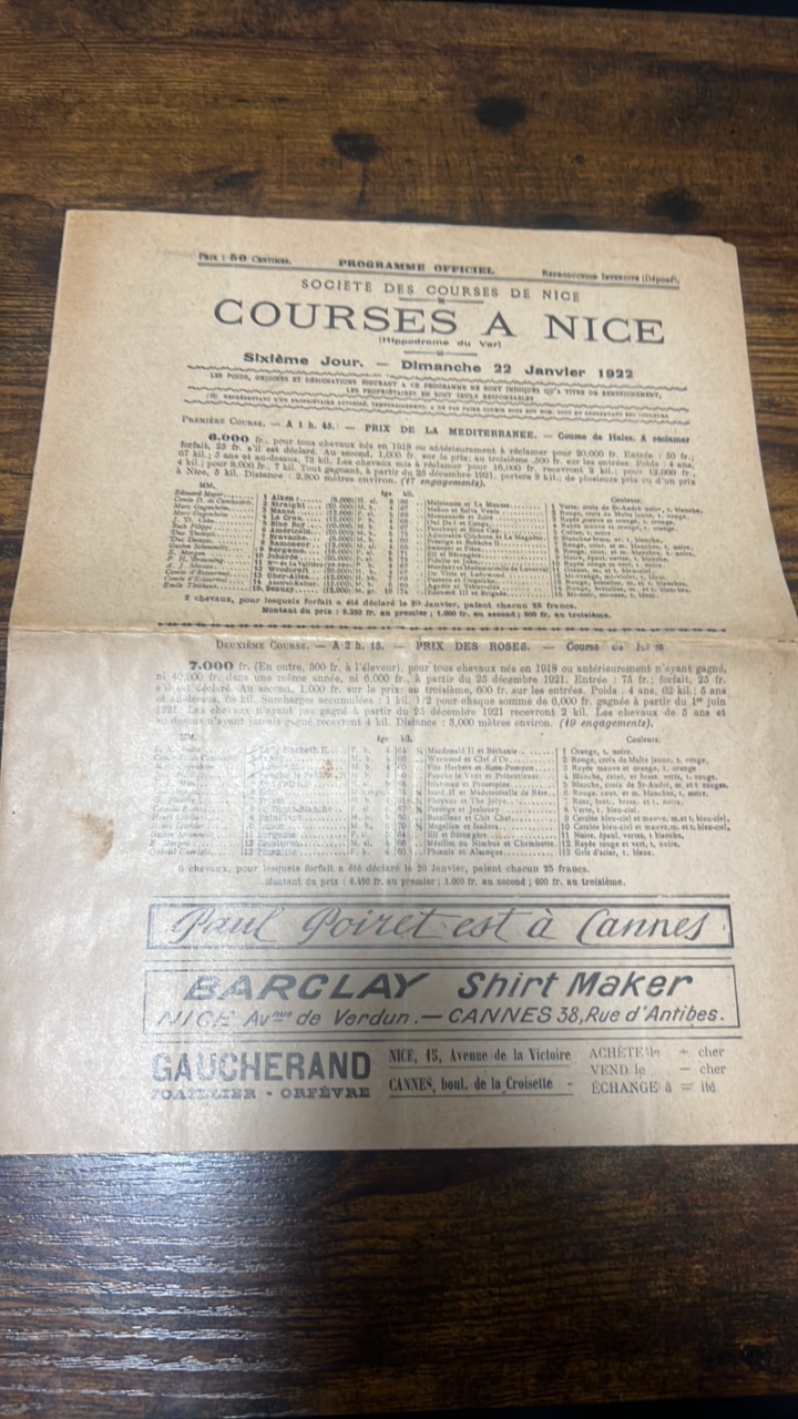 lot 166 image: 1922 French horse racing publication