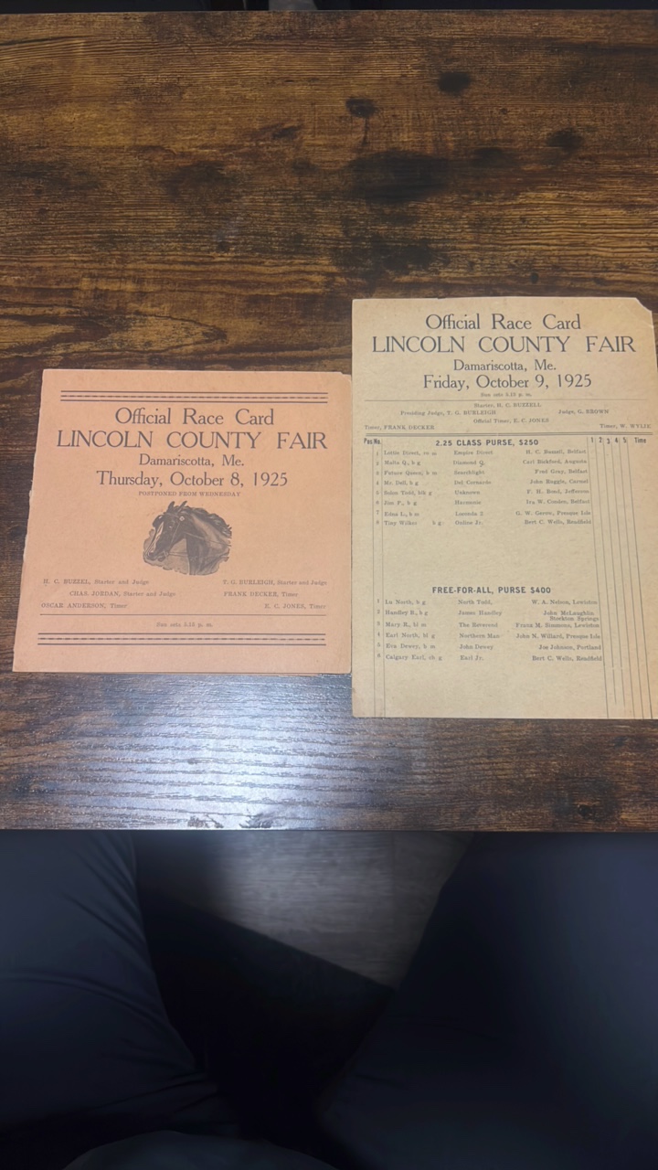 lot 170 image: 1925 Lincoln county fair horse racing race cards