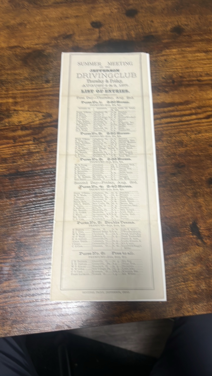 lot 177 image: 1877 horse race entries list