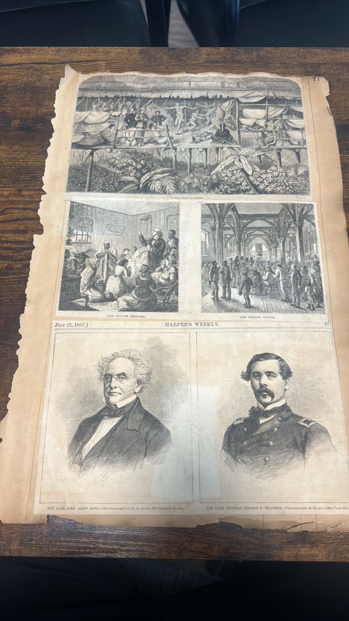lot 185 image: 1867 Harpers weekly newspaper cut outs