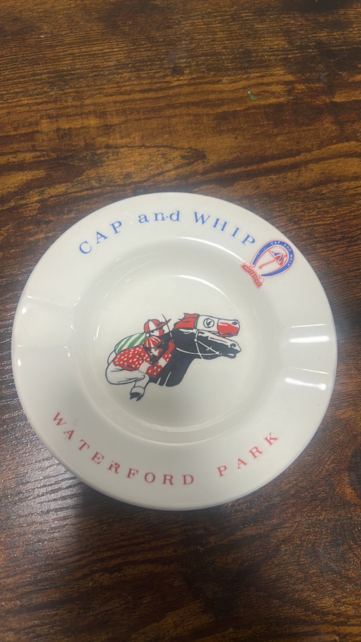 lot 20 image: cap and whip Waterford park ashtray