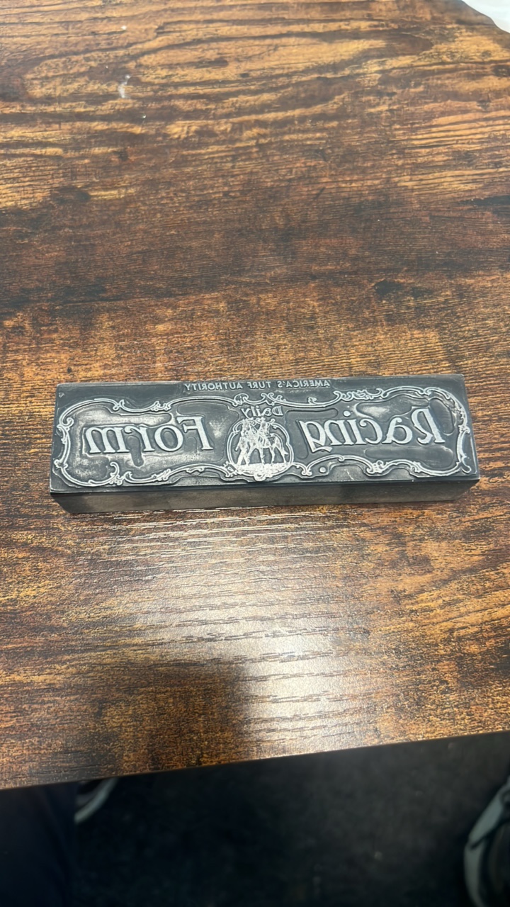 lot 24 image: daily racing form news paper printing press head block