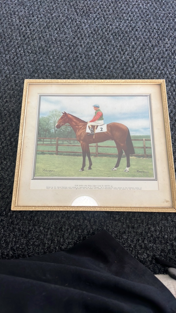 lot 36 image: antique horse racing lithograph