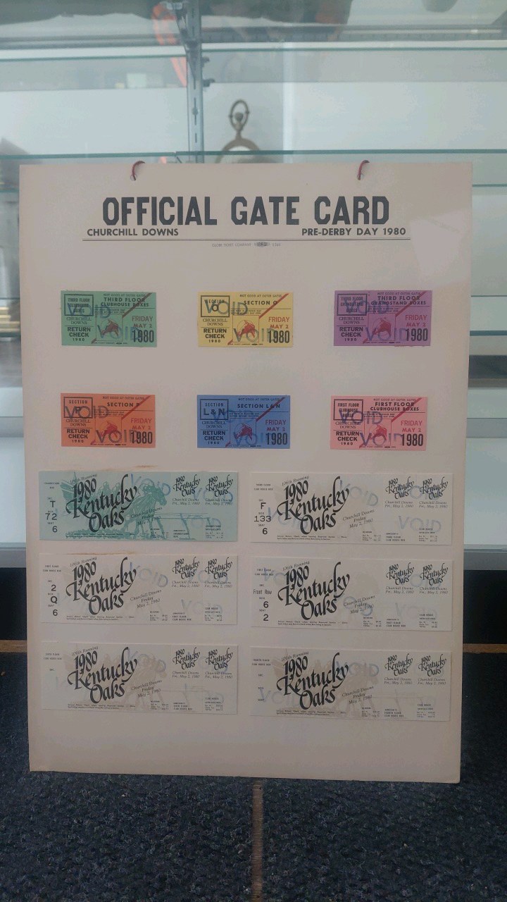 lot 44 image: 1980 Kentucky derby ticket display