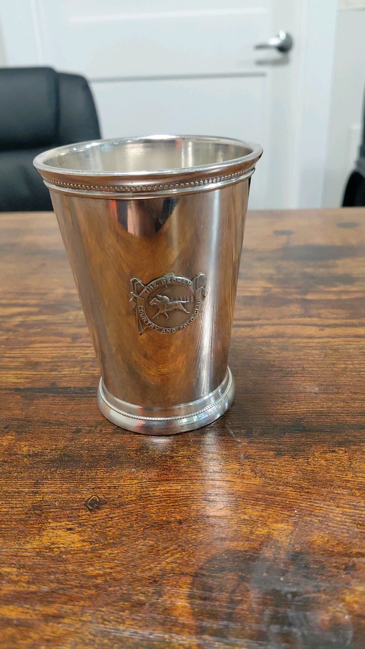 lot 62 image: 1967 silver plated 2nd place horse racing trophy from the dedham country and polo club