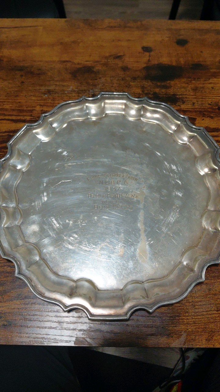 lot 63 image: 1937 silver plated platter horse show trophy