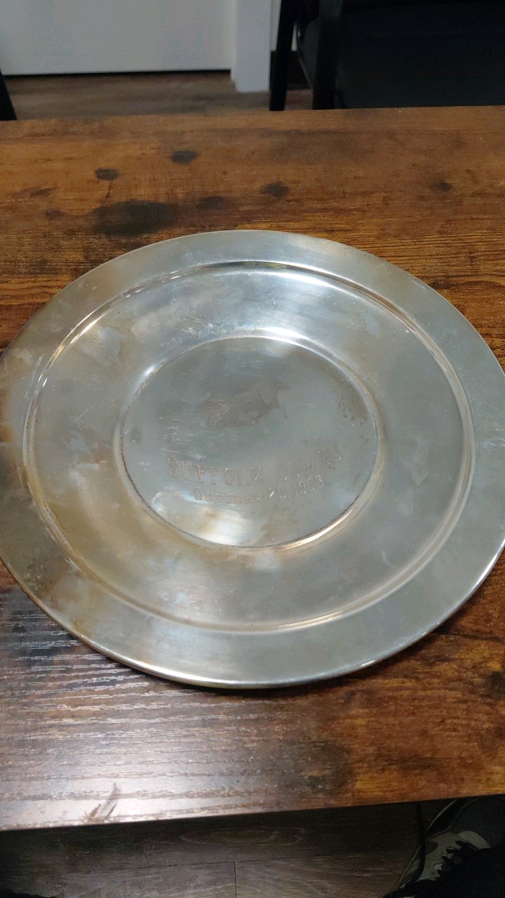 lot 66 image: 1963 silver plated suffolk downs platter