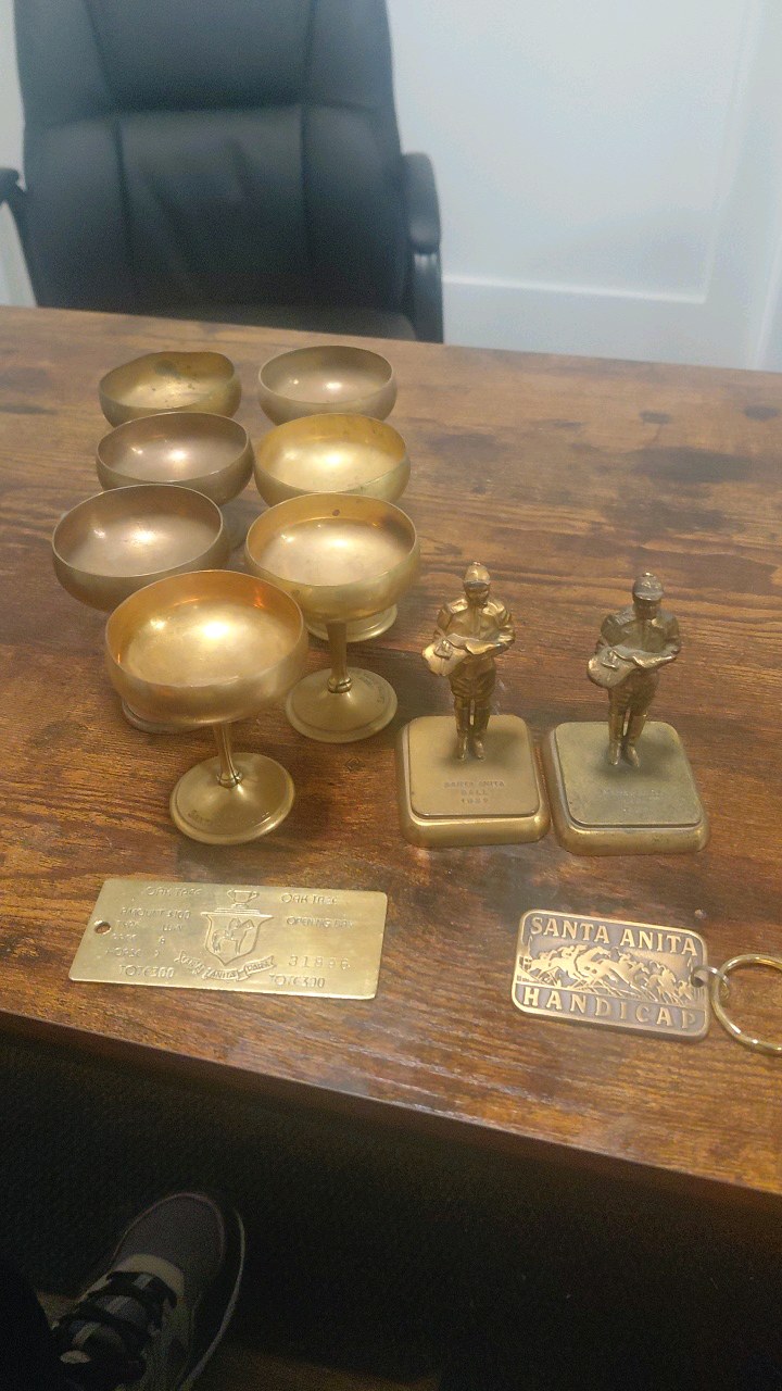 lot 76 image: lot santa anita race track brass items 1937-1990s