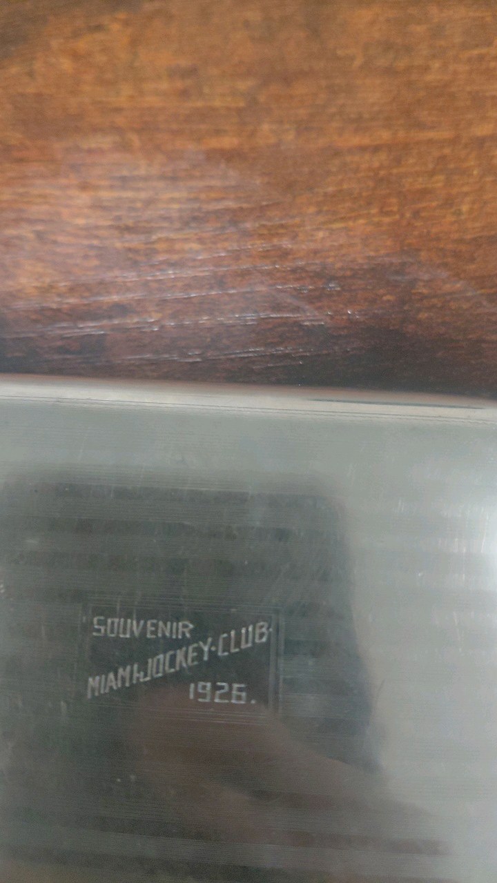 lot 77 image: 1926 miami jockey club souvenir cigarette case