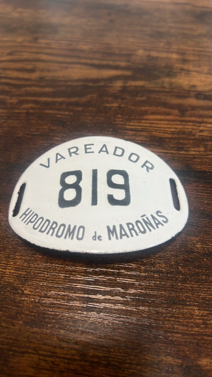 lot 96 image: horse racing identification plate from uraguay