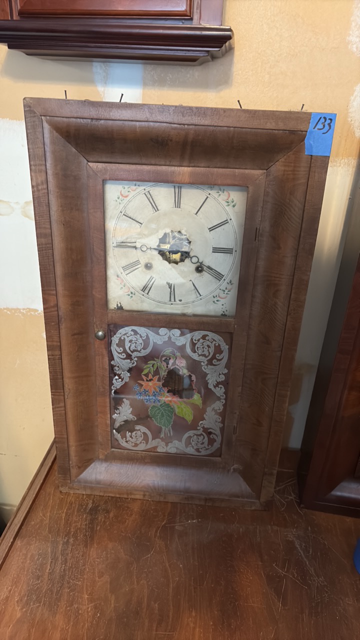 lot 133 image: ANTIQUE Ansonia Brass  Weight-Driven Ogee Wall Clock