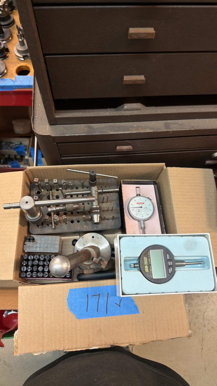 lot 171 image: CEN-TECH 1 digital indicator Punch sets magnetic pick-up tools