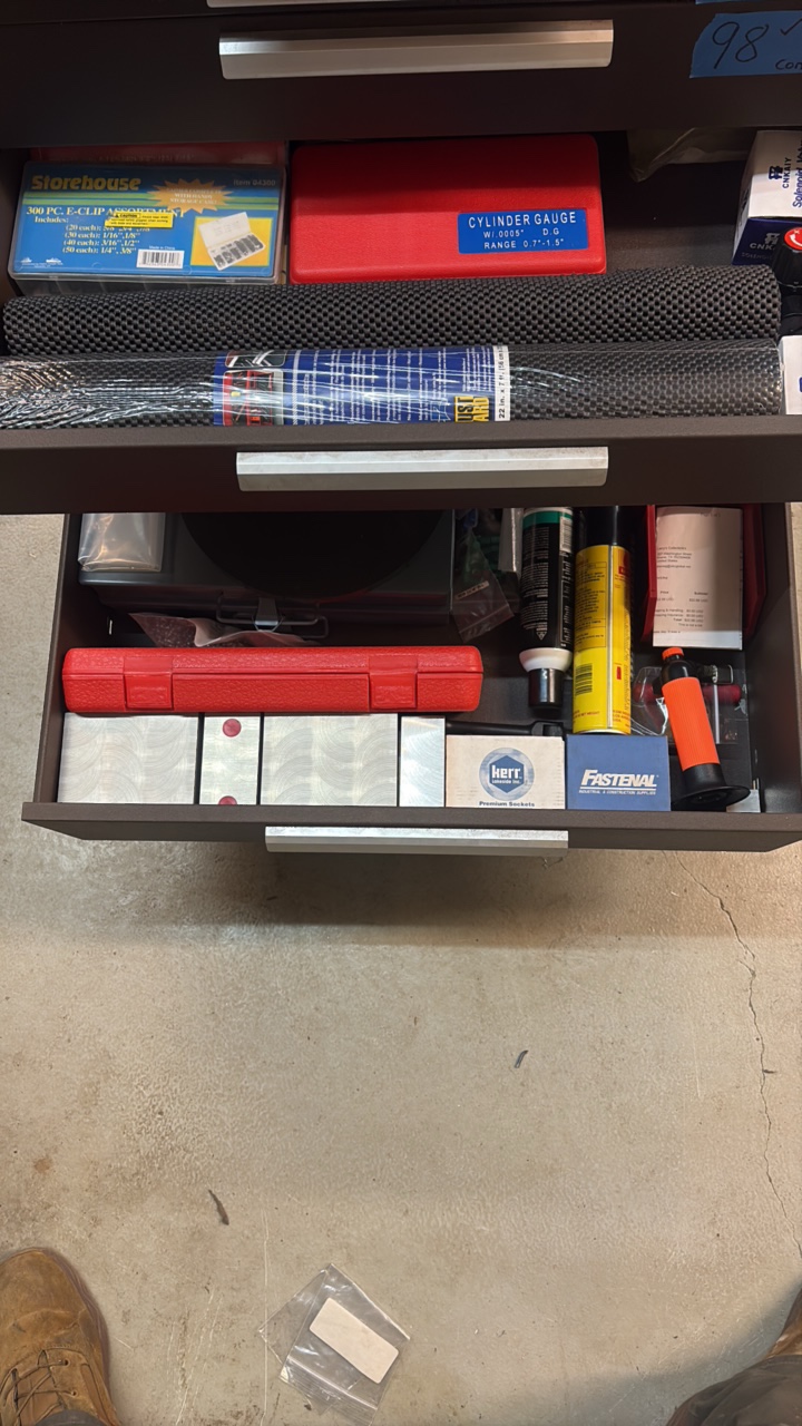 lot 99 image: RUST Gard 22 in. liner rubber grommets Storehouse e-clips cylinder gauge Norton Superabrasive grinder wheel Butane