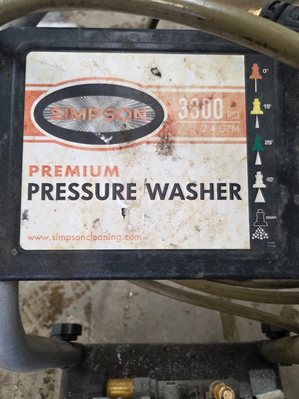 lot 14 image: Simpson 3300 PSI 2.4 GPM Pressure Washer with Honda GC190 Engine