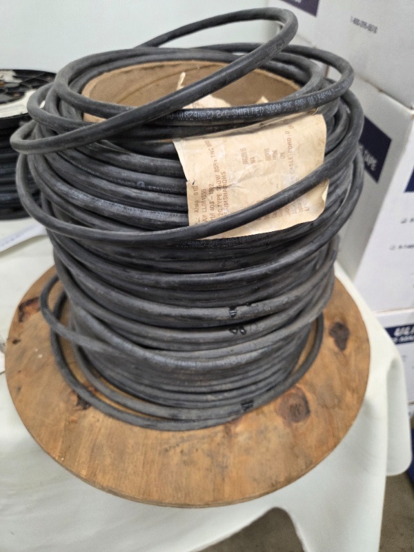 lot 37 image: Spool of 2 AWG TFFN Stranded Black Electrical Wire, 600V
