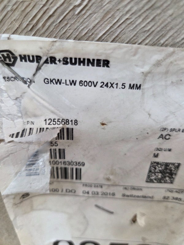 lot 69 image: HuberSuhner GKW-LW 600V 24x1.5mm Electrical Cable Reel
