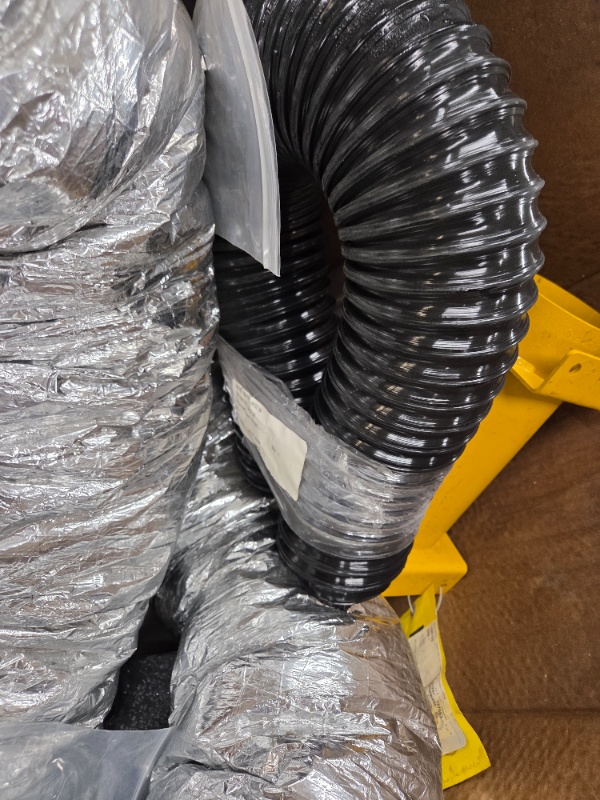 lot 71 image: Lot of Flexible Industrial Ducting Hoses with Yellow Mounting Bracket