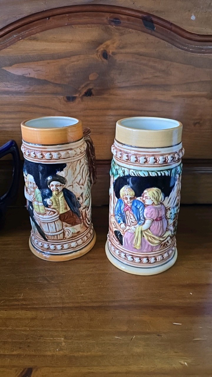 lot 115 image: 2 German Steins, 2 different scenes