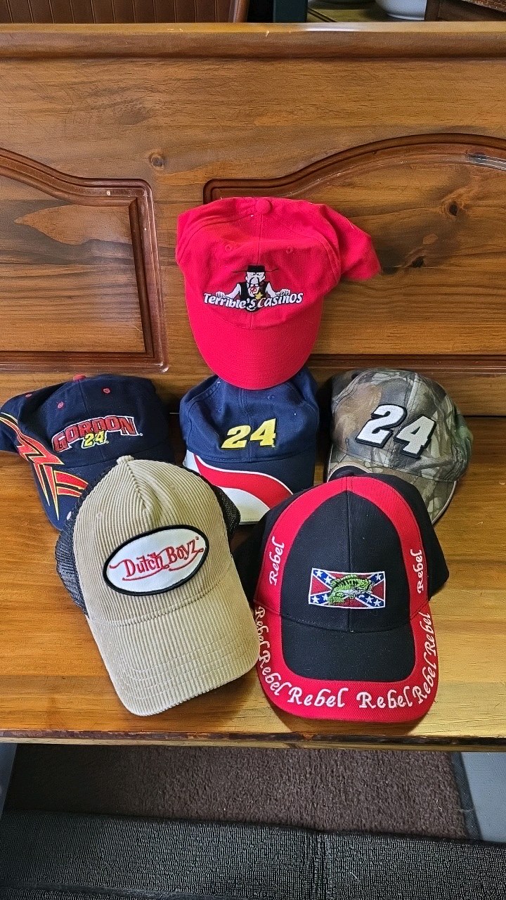lot 67 image: 6 Ball Caps- Jeff Gordon, Rebel Fishing,  Dutch Boyz