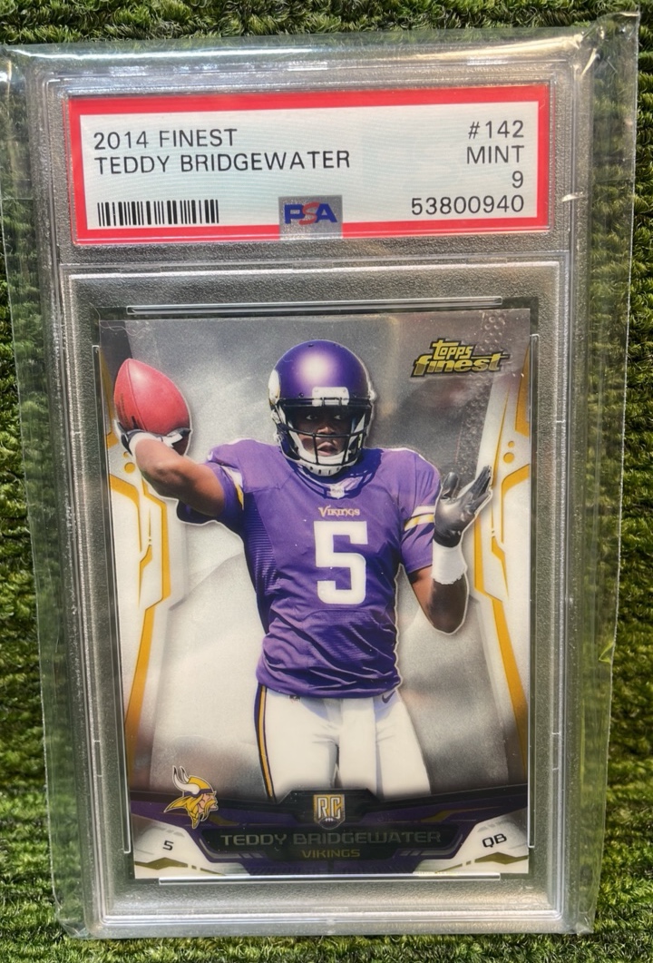 lot 103 image: 2014 Finest NFL Teddy Bridgewater PSA graded 9 MINT Minnesota Vikings