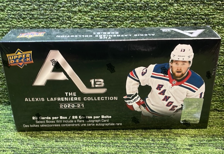 lot 111 image: 202021 Upper Deck Alex Lafreniere NHL A13 Sealed box 26 cards Per Box