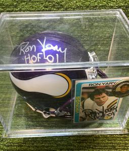 RON YARY Autographed mini Helmet, Inscribed "HOF & JOE KAPP #11"  Minnesota Vikings