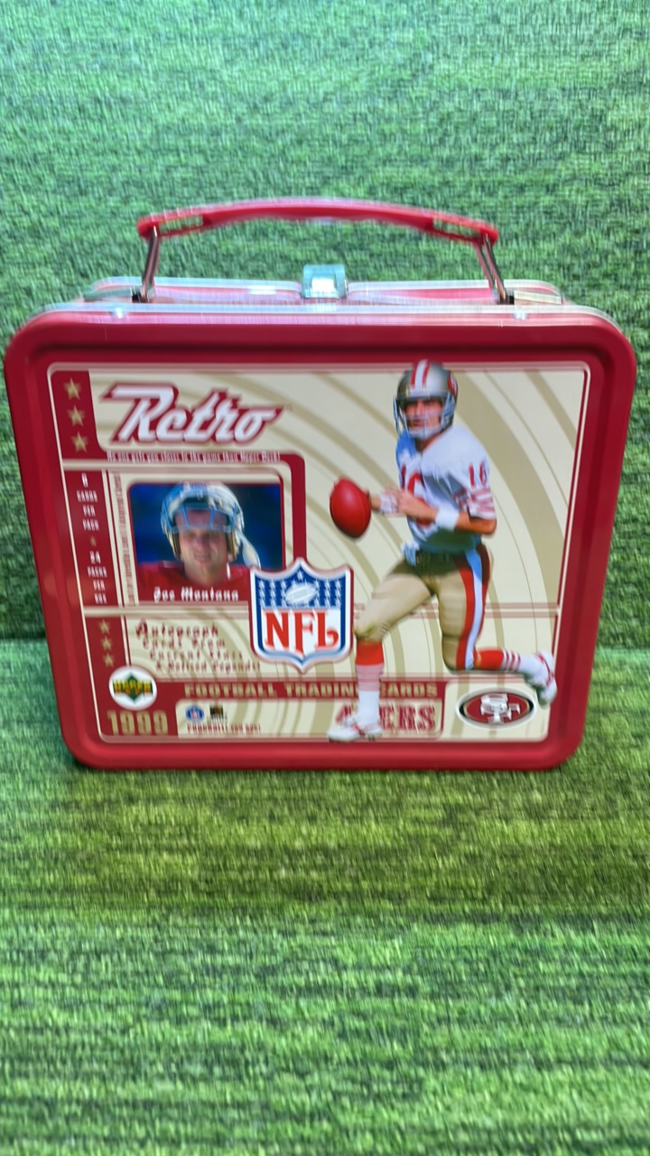 lot 120 image: 1999 Upper Deck Retro Joe, Montana Lunchbox San Francisco 49ers