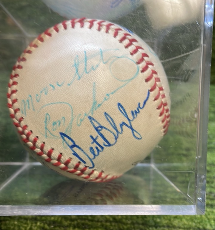 lot 129 image: Texas League- Multiple players signed included Bert Blyleven, Ron Jackson, moose stubbing, Ed Sprague Junior, senior Maury wills, Jerry Royster, Sunny Siebert, Reggie Smith