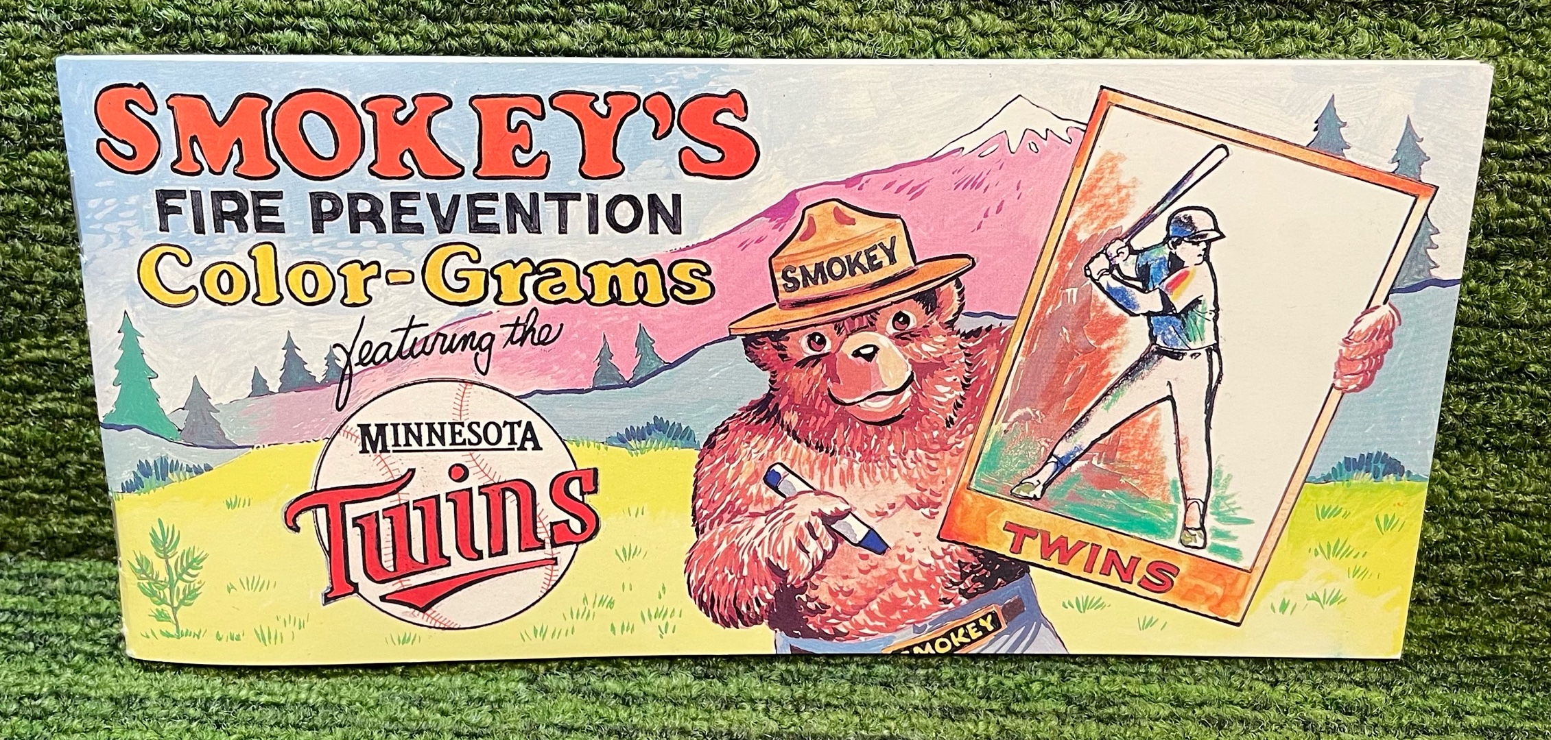 lot 142 image: Minnesota Twins- Smokey The Bear, Fire Prevention, Color Book Postcards