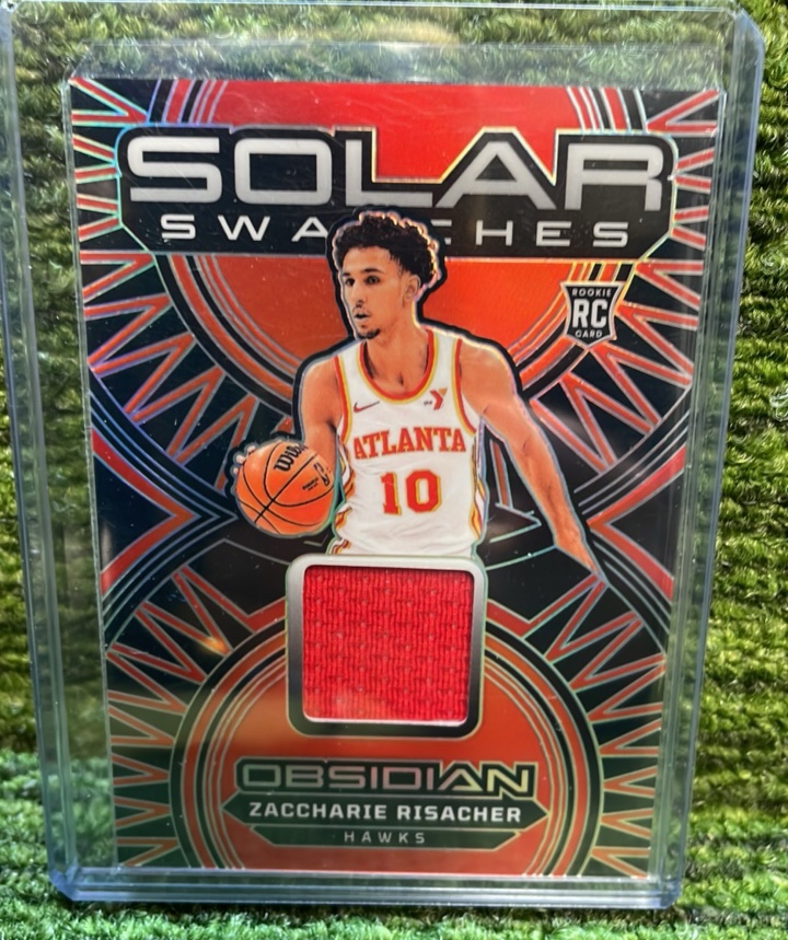 lot 152 image: 202425 OBSIDIAN Basketball ZACCHARIE RISACHER Solar Swatches Patch Atlanta Hawks RC Rookie Card