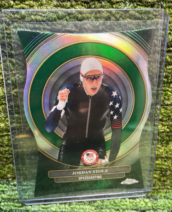 lot 164A image: 2026 Topps Chrome Winter Olympics, Jordan Stultz Case Hit Die Cut Team USA
