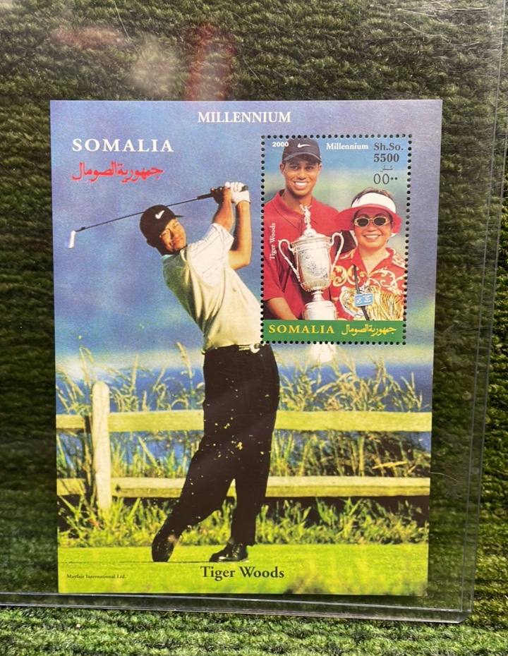 lot 186 image: Tiger Woods Millennium SOMALIA Stamp
