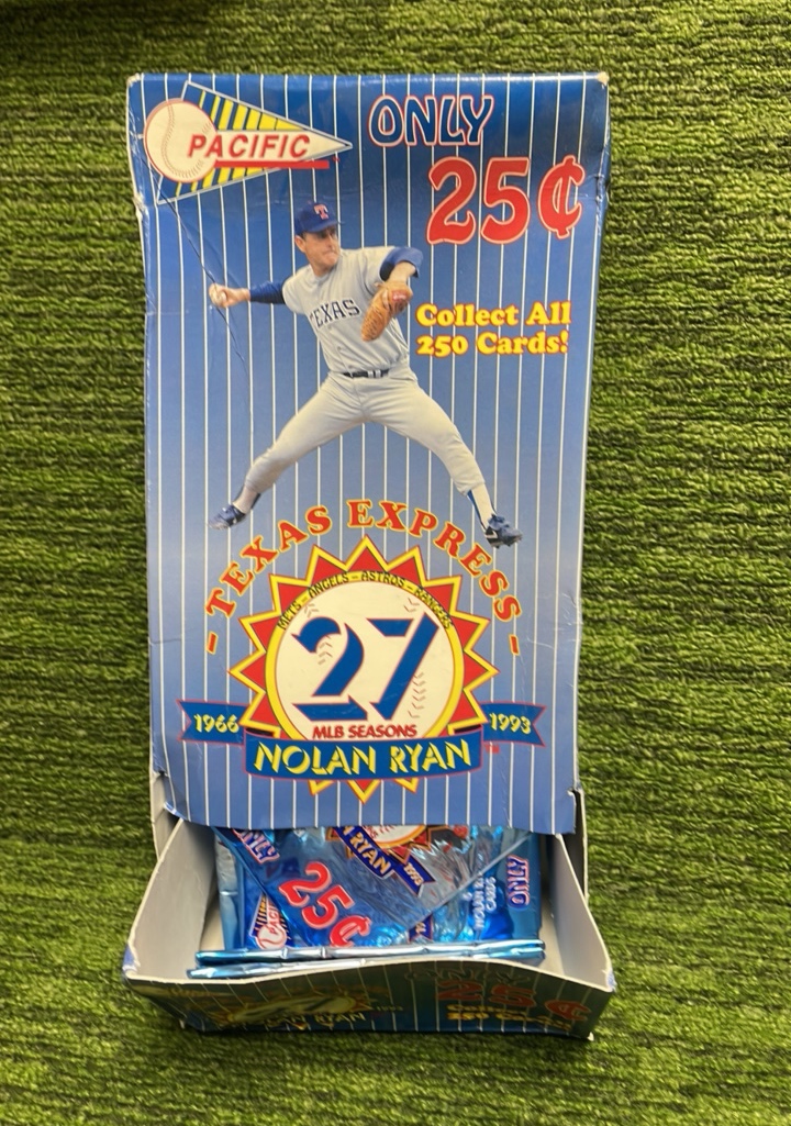 lot 201 image: 1993 Pacific Texas express Nolan Ryan box of packs, Approx. 30 Packs