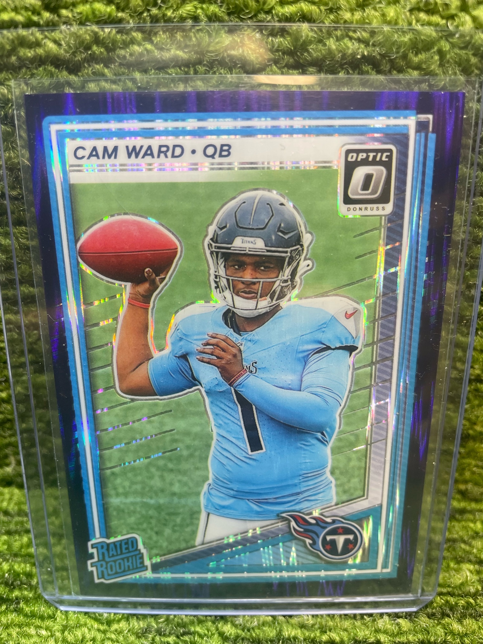 lot 20A image: 2025 Optic Donruss, Rated Rookie purple CAM  WARD rookie card, Tennessee Titans QB RC