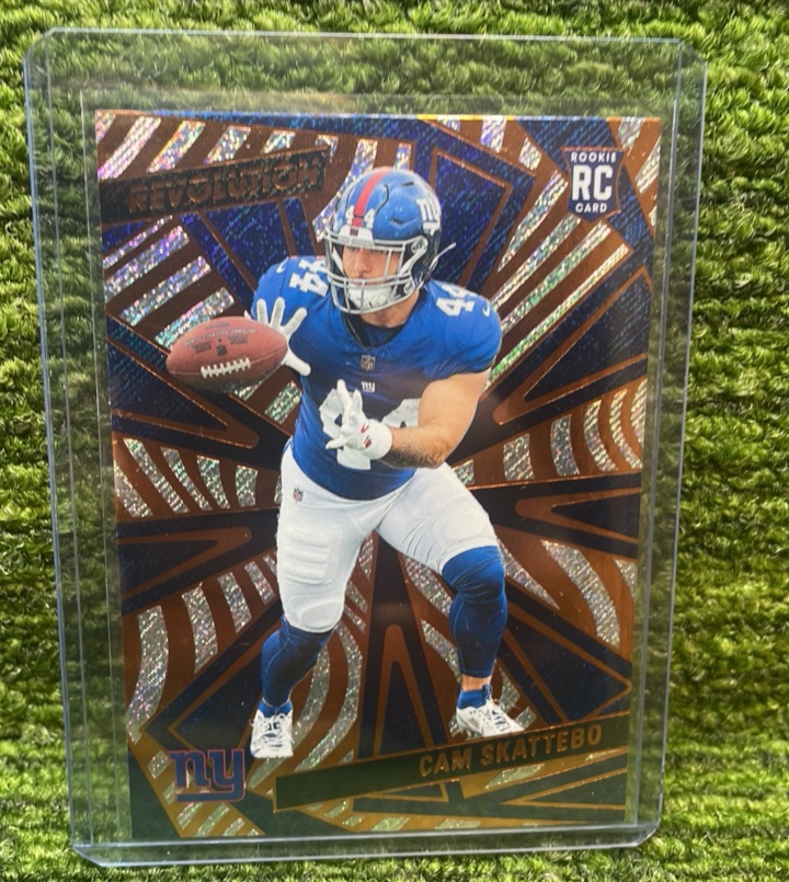 lot 20C image: 2025 Revolution CAM  SKATTEBO rookie card, New York Giants RB RC