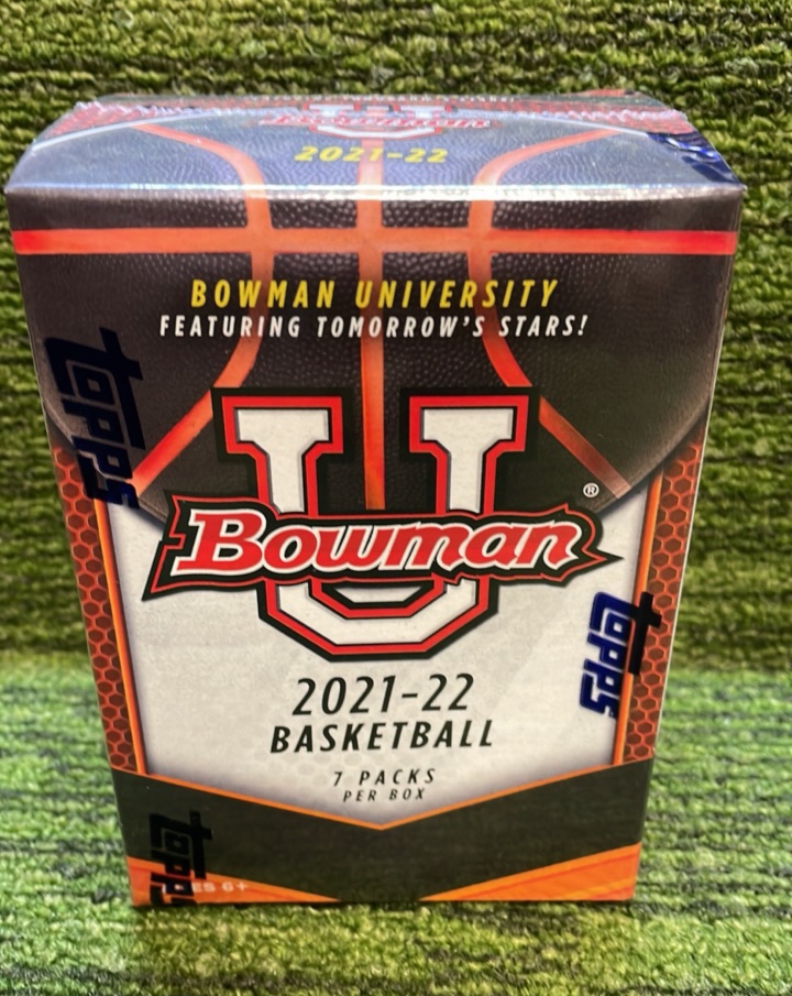 lot 216 image: 202122 Bowman U Basketball Blaster box, 7 packs, 28 total cards