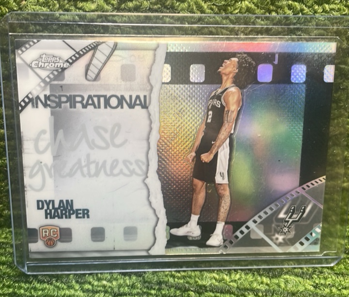 lot 221A image: 202526 Topps Chrome basketball Dylan Harper Rookie card RC Inspirational Insert San Antonio Spurs REFRACTOR