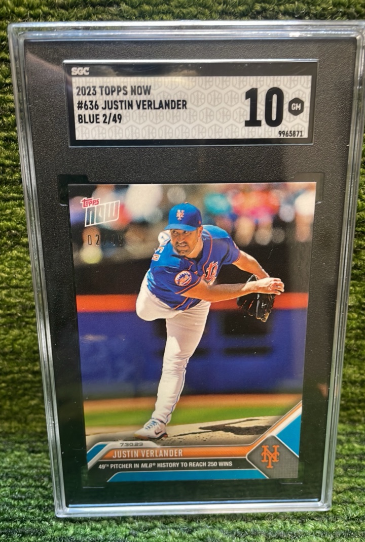 lot 232 image: 2023 Topps Now Justin Verlander Blue 249SGC graded 10
