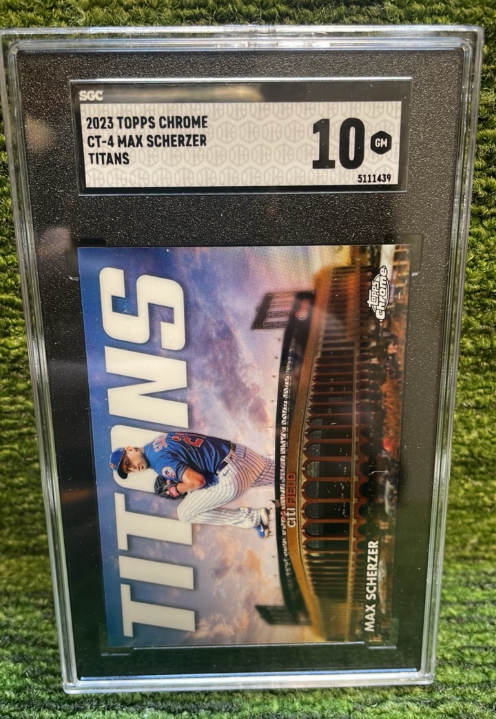 lot 233 image: 2023 Topps Chrome MAX SCHERZER Titans SGC graded 10
