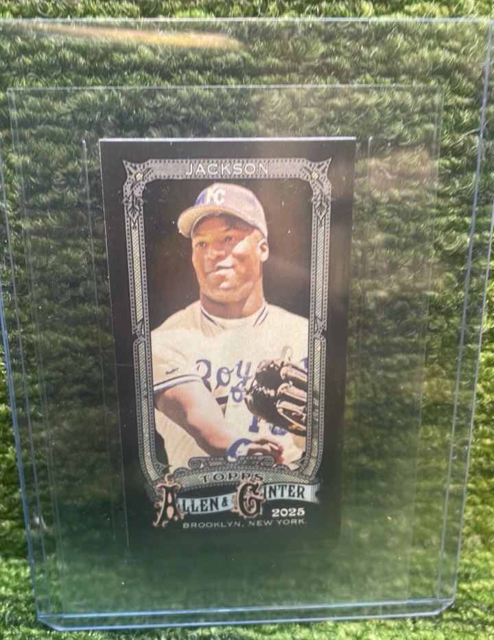 lot 24A image: 2025 Topps Allen and Ginter- Bo Jackson mini black- Kansas City Royals