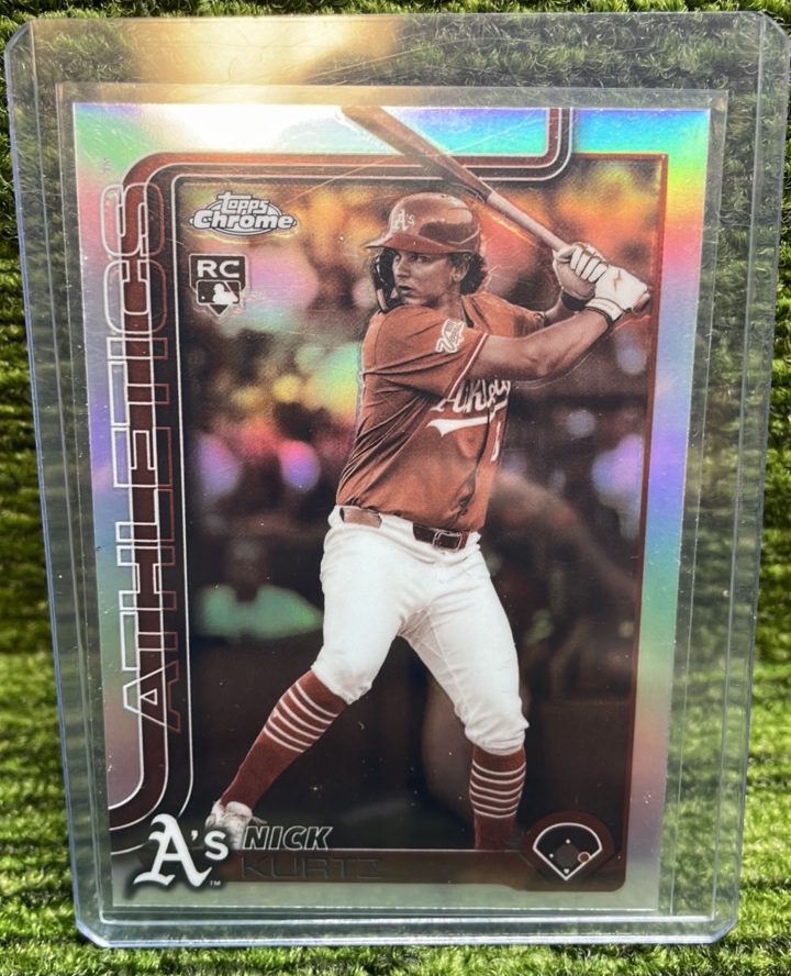lot 26A image: 2025 Topps Chrome Nick Kurtz Sepia Foil Refractor Oakland As