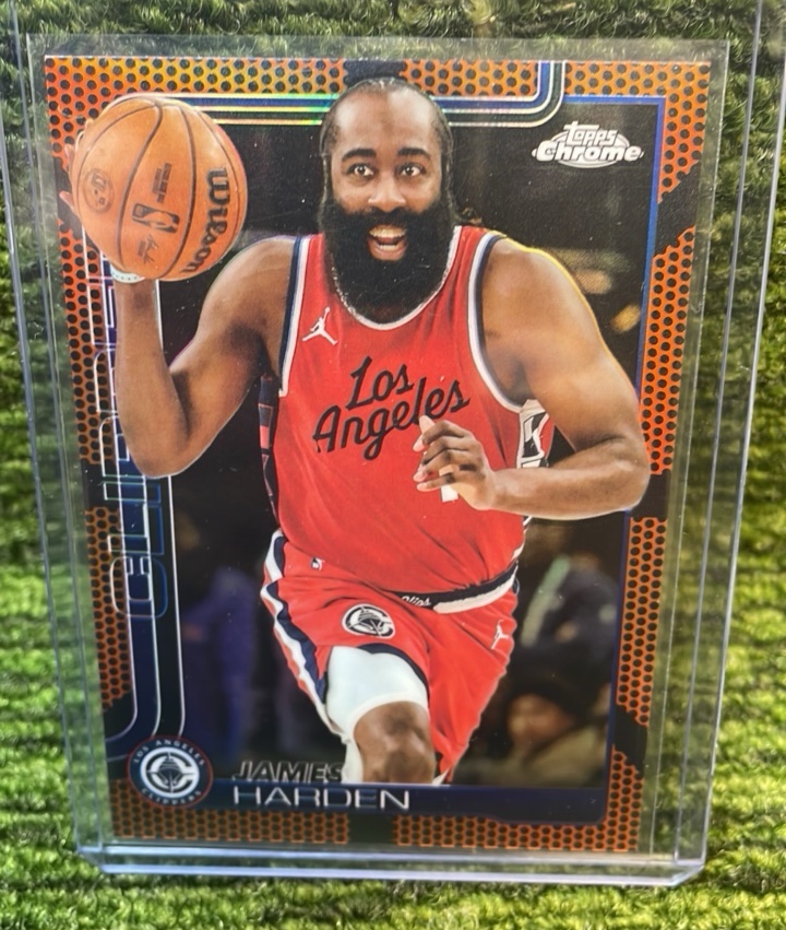 lot 32B image: 202526 Topps Chrome Basketball James Harden basketball framed insert- L.A.Clippers