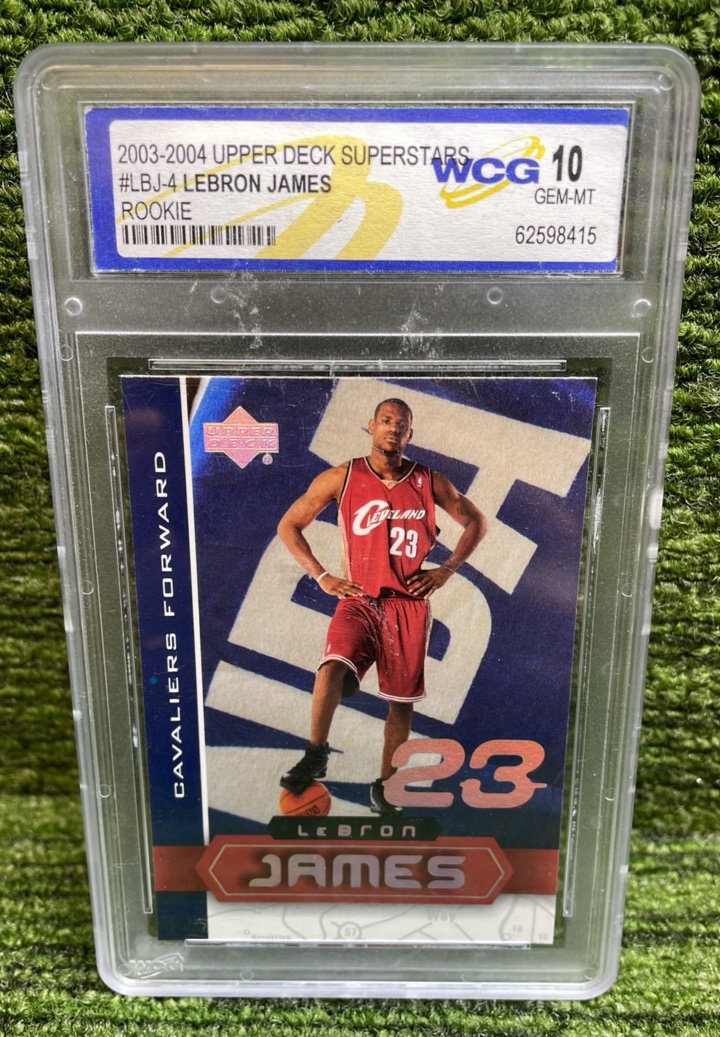 lot 40 image: 2003 -04 Upper Deck Superstars, LeBron James rookie RC GEM-MT 10 Cleveland Cavaliers limited insert