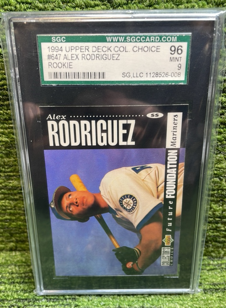 lot 42 image: 1994 Upper Deck Collectors Choice Alex Rodriguez rookie RC, SGC graded 9, Seattle Mariners