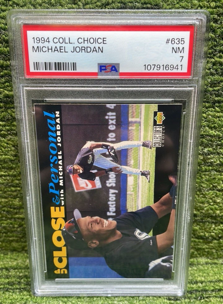 lot 46 image: 1994 Collectors Choice Upper Deck Michael Jordan Up Close and Personal PSA graded 7