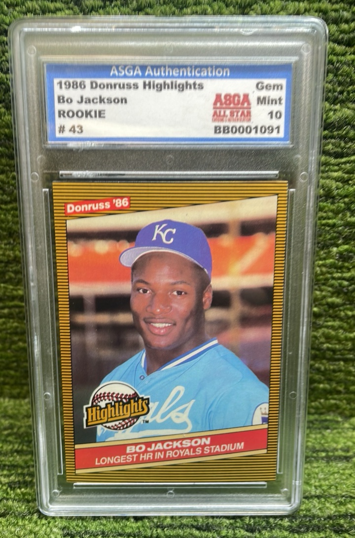 lot 47 image: 1986 Donruss Highlights Bo Jackson rookie card RC authentication GEM MINT 10