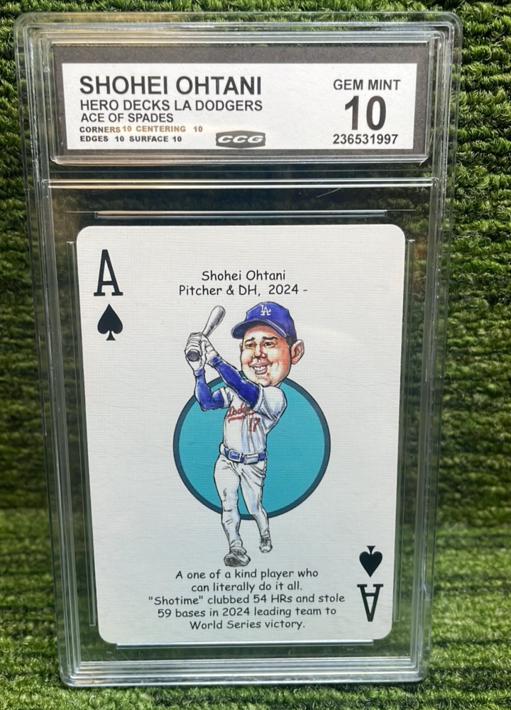 lot 49 image: SHOHEI OHTANI Hero Decks LA Dodgers Ace of Spades graded GEM MINT 10