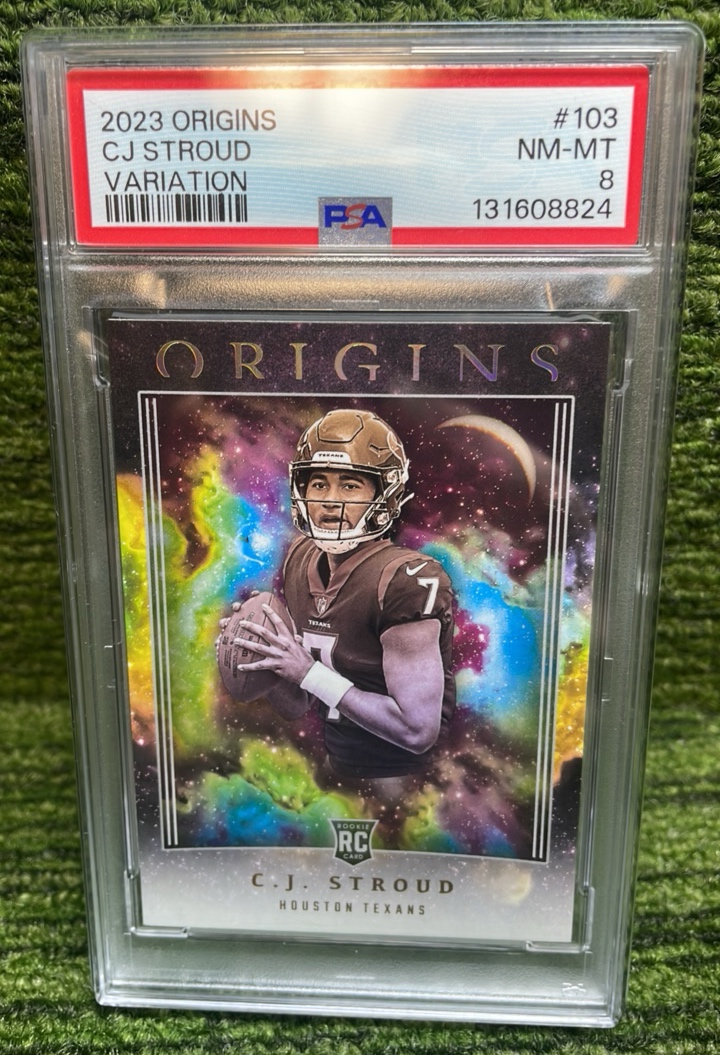 lot 50 image: 2023 ORIGINS CJ STROUD Rookie VARIATION PSA GRADED 8
